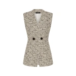 Carla Zampatti Shimmer Fleck Tweed Long Line Vest | Vests & Gilets | Coveti