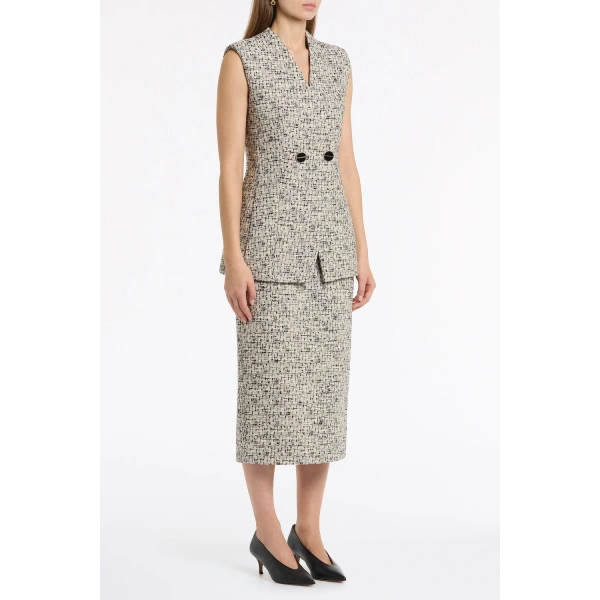 Carla Zampatti Shimmer Fleck Tweed Long Line Vest | Vests & Gilets | Coveti