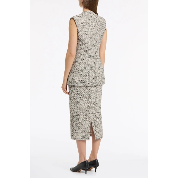 Carla Zampatti Shimmer Fleck Tweed Long Line Vest | Vests & Gilets | Coveti