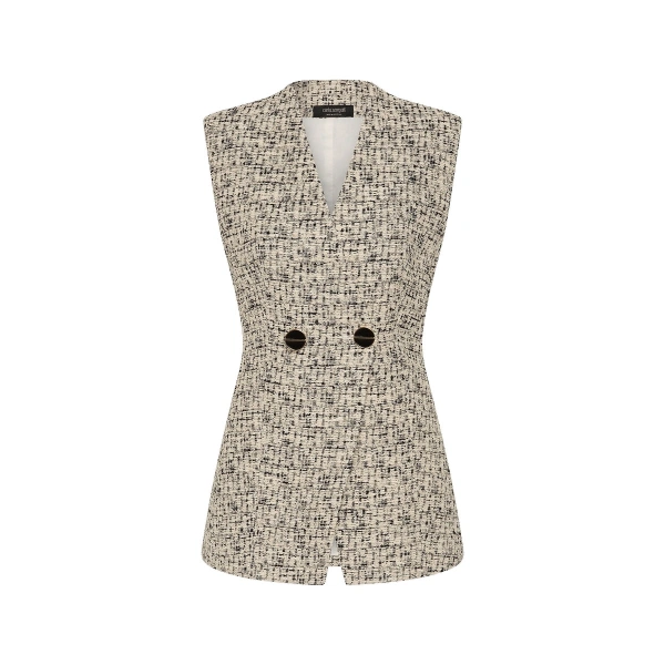 Shimmer Fleck Tweed Long Line Vest