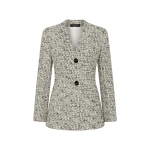 Carla Zampatti Shimmer Fleck Tweed V-neck Jacket | Tweed & Boucle Jackets | Coveti
