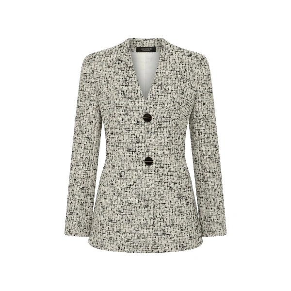 Carla Zampatti Shimmer Fleck Tweed V-neck Jacket | Tweed & Boucle Jackets | Coveti