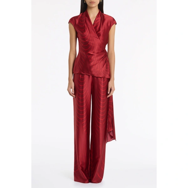 Carla Zampatti Undercurrent Silk Viscose Stretch Cap Sleeve Wrap Top | Silk Tops & Blouses | Coveti