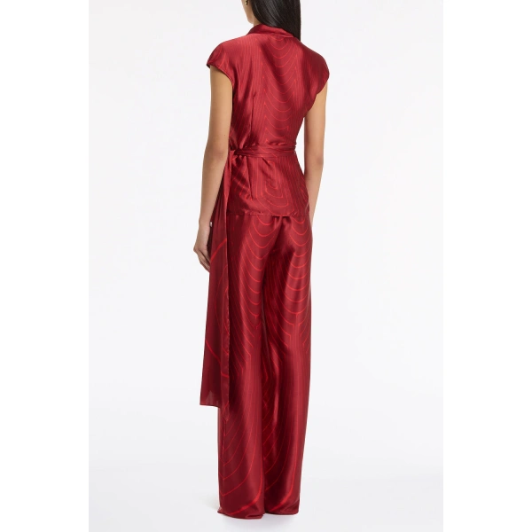 Carla Zampatti Undercurrent Silk Viscose Stretch Cap Sleeve Wrap Top | Silk Tops & Blouses | Coveti