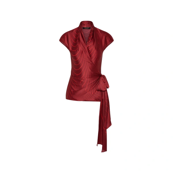Undercurrent Silk Viscose Stretch Cap Sleeve Wrap Top