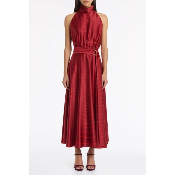 Carla Zampatti Undercurrent Silk Viscose Stretch Halter Dress | Maxi Dresses | Coveti