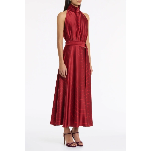 Carla Zampatti Undercurrent Silk Viscose Stretch Halter Dress | Maxi Dresses | Coveti