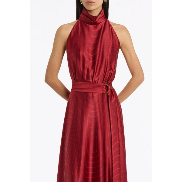 Carla Zampatti Undercurrent Silk Viscose Stretch Halter Dress | Maxi Dresses | Coveti