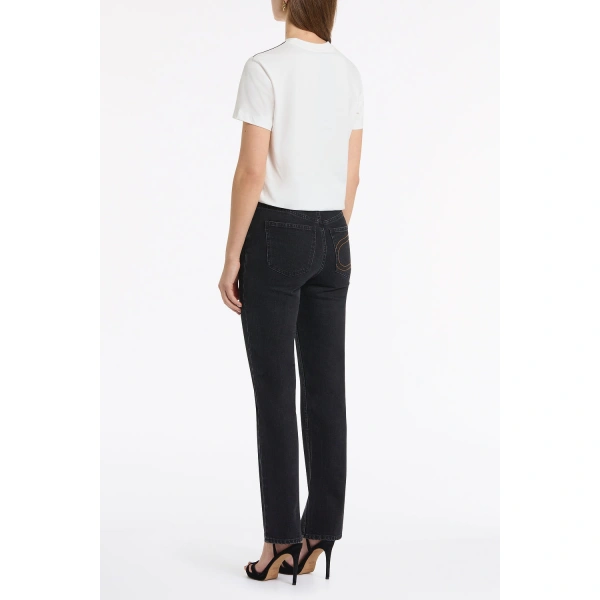 Carla Zampatti Washed Black Denim Straight Leg Pant | Denim | Coveti