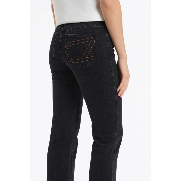 Carla Zampatti Washed Black Denim Straight Leg Pant | Denim | Coveti
