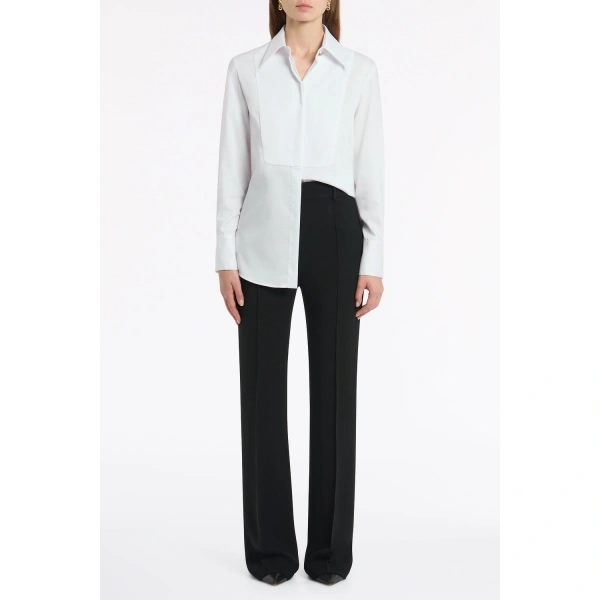 Carla Zampatti White Cotton Shirting Bib Front Shirt | Shirts | Coveti