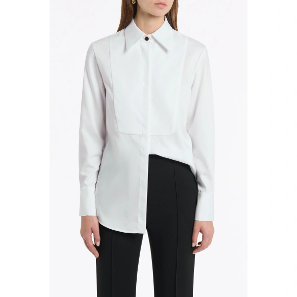 Carla Zampatti White Cotton Shirting Bib Front Shirt | Shirts | Coveti