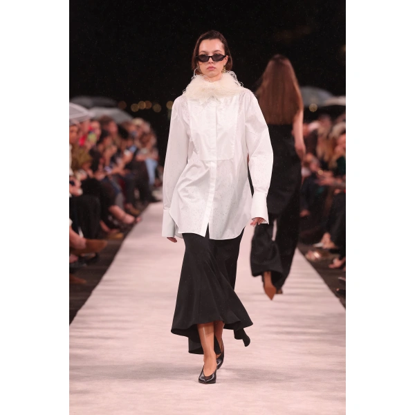 Carla Zampatti White Cotton Shirting Bib Front Shirt | Shirts | Coveti