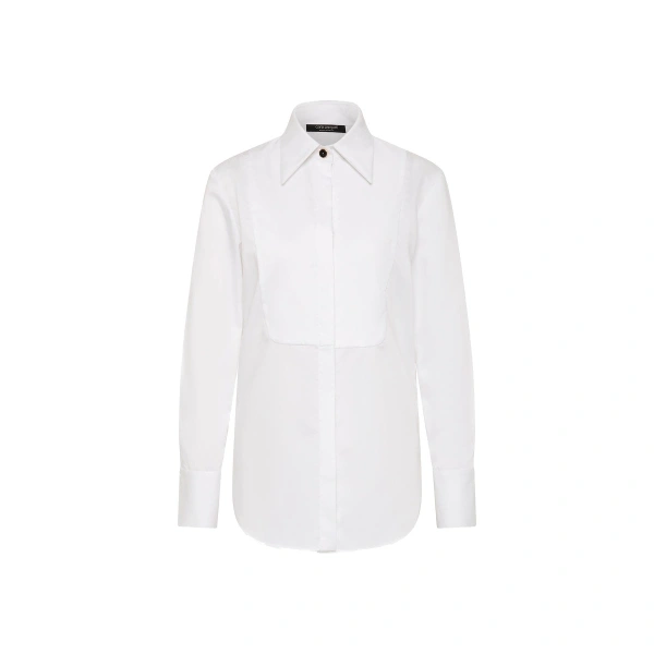 White Cotton Shirting Bib Front Shirt