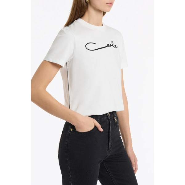 Carla Zampatti White Organic Cotton Classic T-shirt | T-Shirts | Coveti