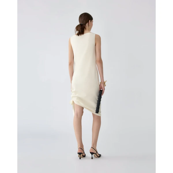 Carolina Herrera Asymmetric Gathered Dress in Ivory, view 3