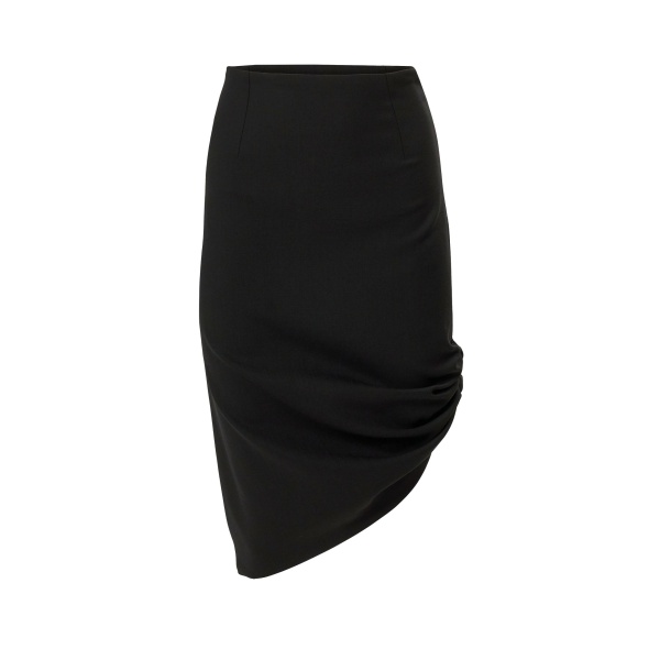 Carolina Herrera Asymmetric Gathered Knee-Length Skirt in Black