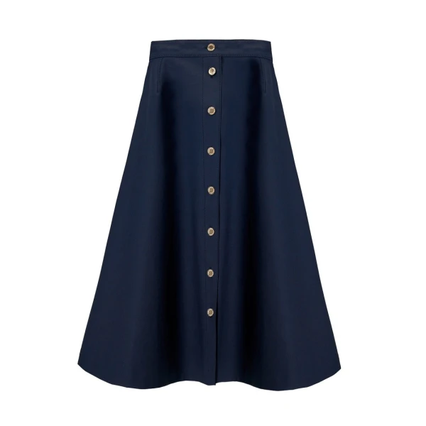 Button-Front Midi Skirt in Midnight