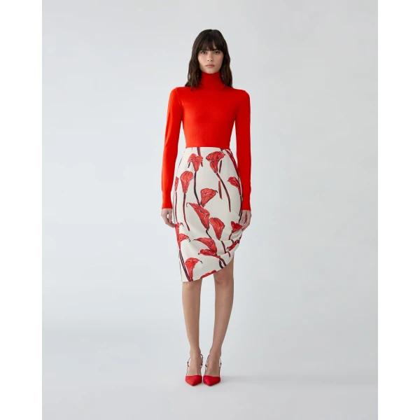 Carolina Herrera Calla Lily Print Asymmetric Skirt, view 2