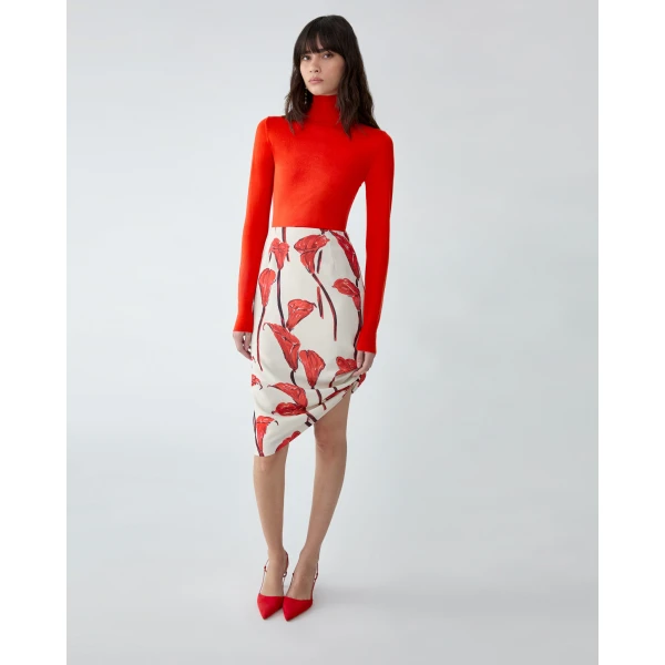 Carolina Herrera Calla Lily Print Asymmetric Skirt, view 4