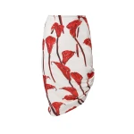 Carolina Herrera Calla Lily Print Asymmetric Skirt