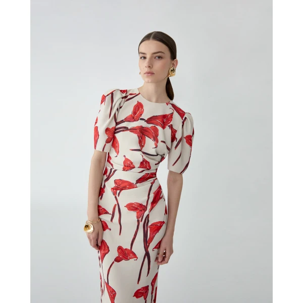 Carolina Herrera Calla Lily Print Maxi Dress, view 4