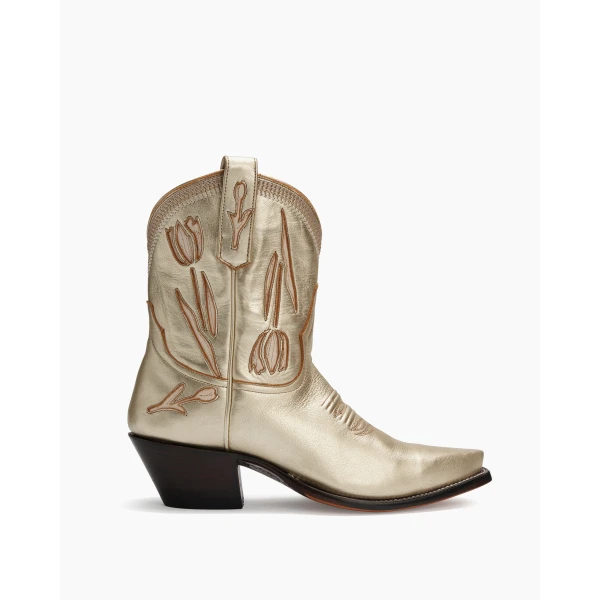 Carolina Herrera Carolina Herrera x Miron Crosby Georgia Cowboy Boots in Gold, view 3
