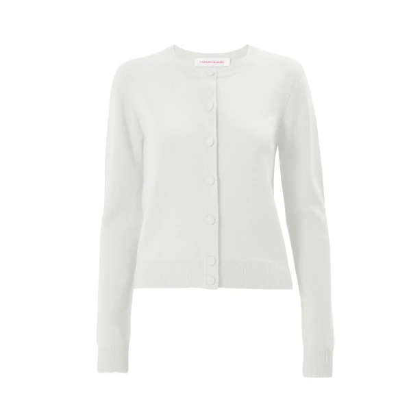 Cashmere Crewneck Cardigan in Ivory