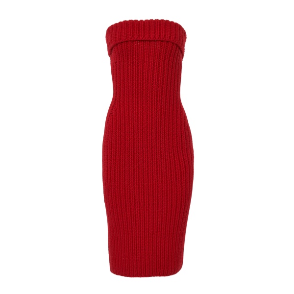Carolina Herrera Cashmere Knit Mini Dress in Scarlet
