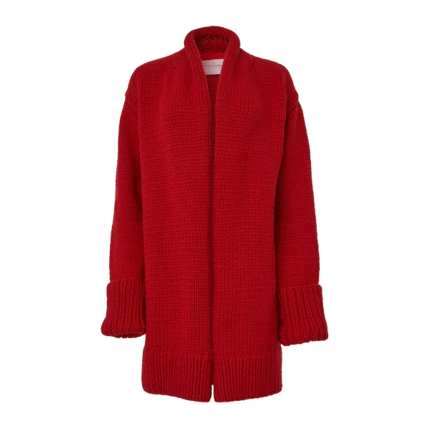 Carolina Herrera Cashmere Knit Shawl Coat in Scarlet