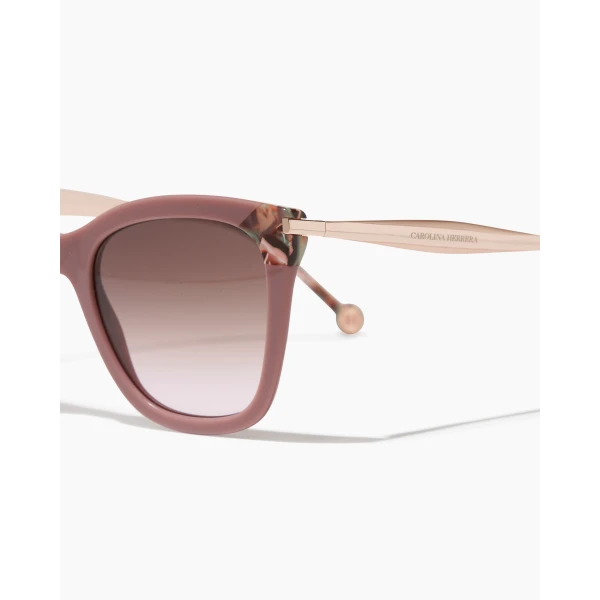 Carolina Herrera Cat Eye Sunglasses with Contrast Detail in Nude, view 3