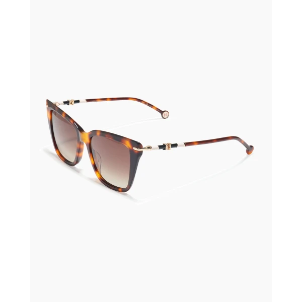 Carolina Herrera Cat Eye Sunglasses with Temple Detail in Havana, view 2