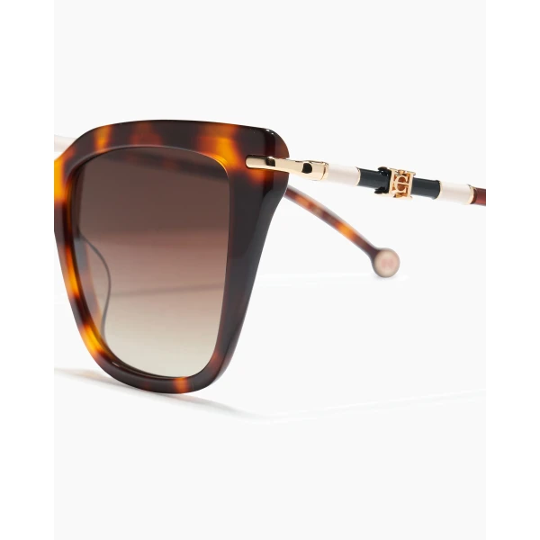Carolina Herrera Cat Eye Sunglasses with Temple Detail in Havana, view 3