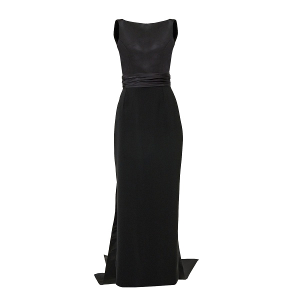 Carolina Herrera Column Gown with Back Bow in Black