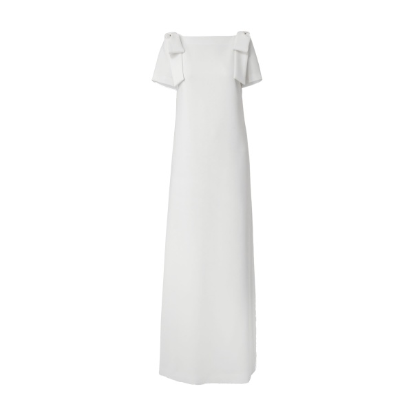 Carolina Herrera Column Gown with Bows in Ivory