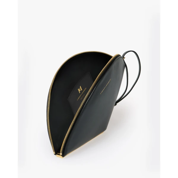 Carolina Herrera Consuelo Leather Clutch in Black, view 3