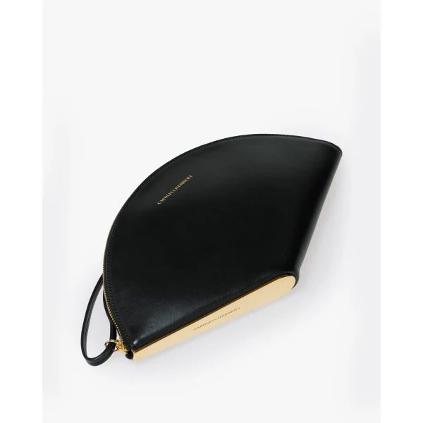 Carolina Herrera Consuelo Leather Clutch in Black, view 4