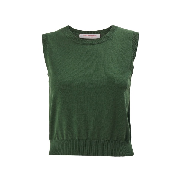 Carolina Herrera Crewneck Tank in Racing Green