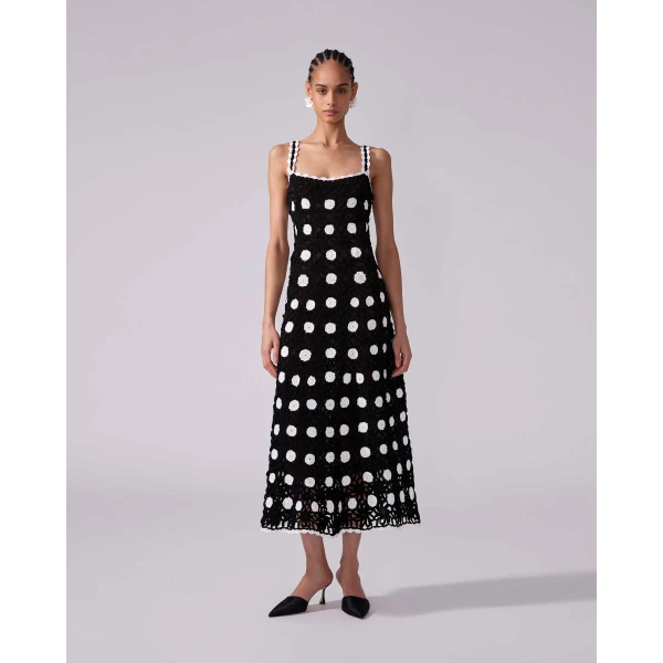 Carolina Herrera Crocheted Polka Dot Midi Dress, view 2