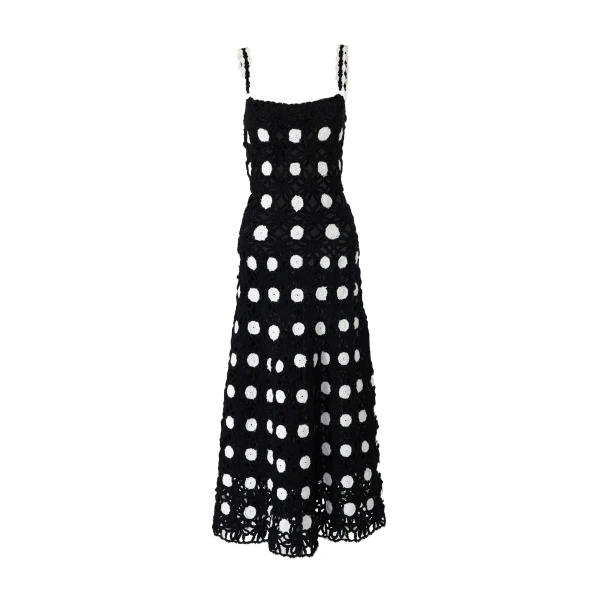 Crocheted Polka Dot Midi Dress