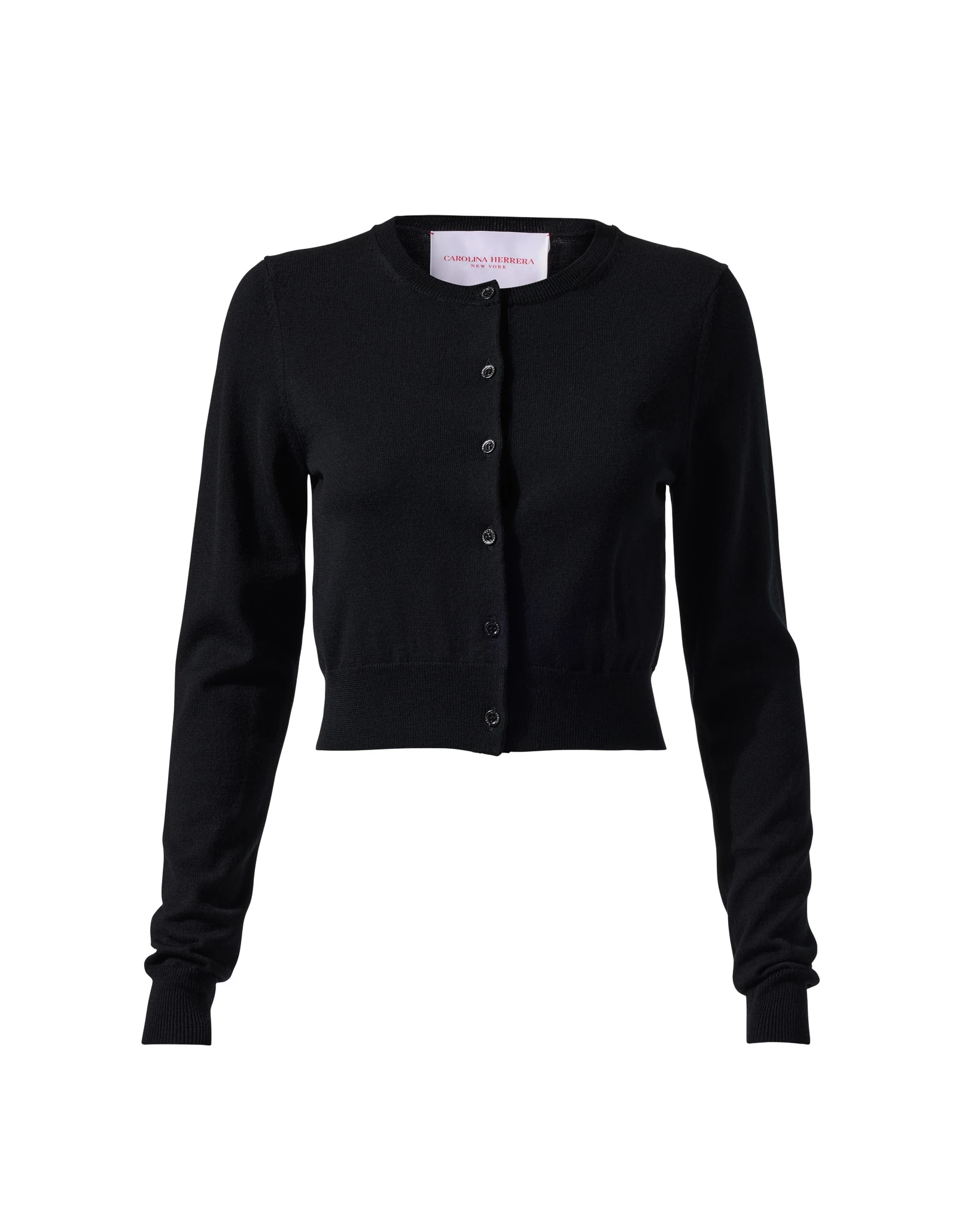Carolina Herrera Cropped Cardigan in Black | Knitwear | Coveti Carolina Herrera Cropped Cardigan in Black