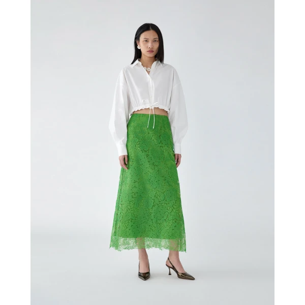 Carolina Herrera Cropped Shirt with Drawstring Waist in White, view 2