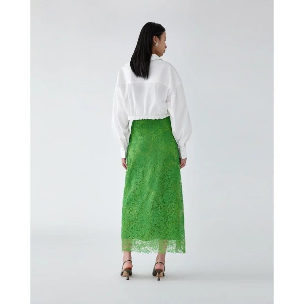 Carolina Herrera Cropped Shirt with Drawstring Waist in White, view 3