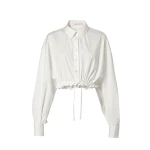 Carolina Herrera Cropped Shirt with Drawstring Waist in White