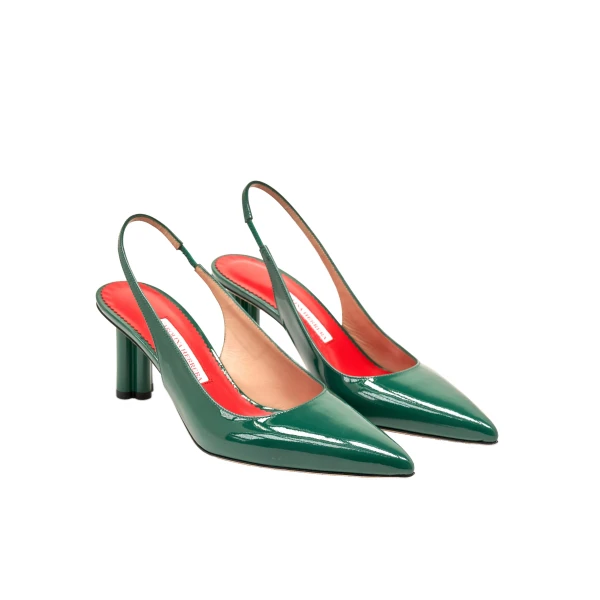Carolina Herrera Cylinder-Heel Patent Leather Pumps in Racing Green