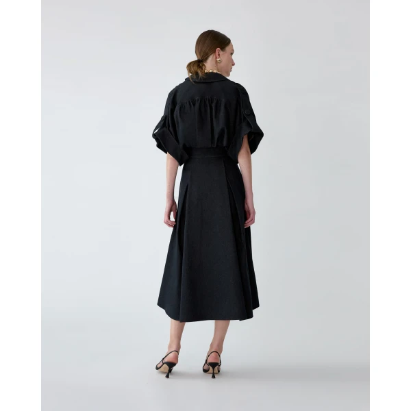 Carolina Herrera Denim Shirt Dress in Black, view 3