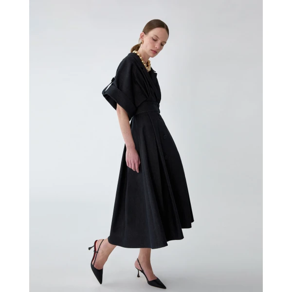 Carolina Herrera Denim Shirt Dress in Black, view 4