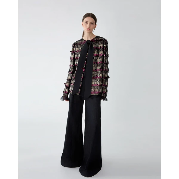 Carolina Herrera Denim Wide-Leg Diane Pants in Black, view 5