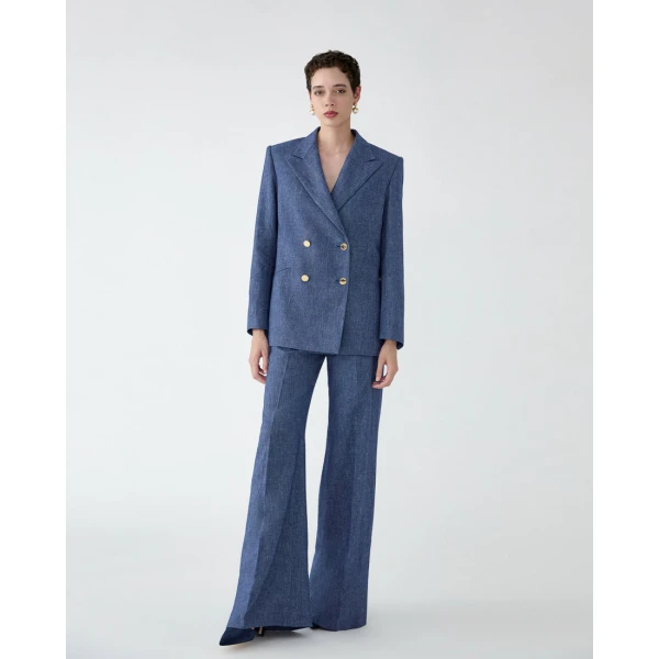 Carolina Herrera Double-Breasted Flannel Blazer, view 5