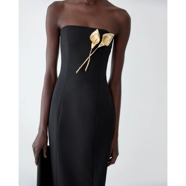 Carolina Herrera Double Calla Lily Brooch in Gold, view 2